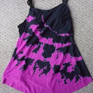 Pink & Black Tie Dye Tankini Set